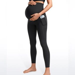 CRZ YOGA Butterluxe Maternity Leggings with Pockets 25" Black, size M, NWT